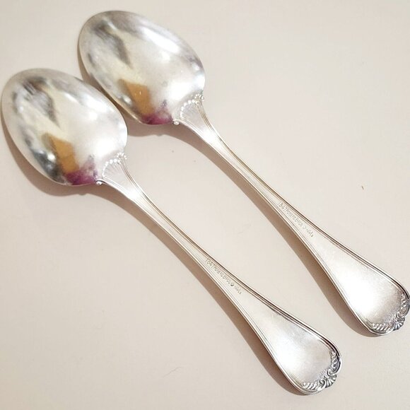 Priscilla 1900 by 1847 Rogers Bros Silverplate Serving Spoons 8.25" set of 2 - Picture 7 of 10